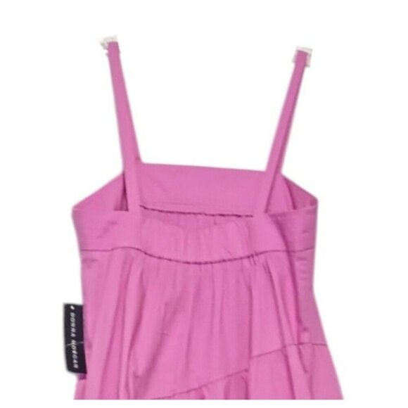 NWT Donna Morgan Cotton Midi Dress 2 Pockets Poplin Asymmetric Tiers Resort - Picture 4 of 8